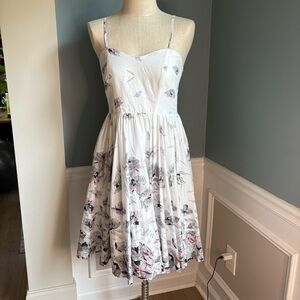 Floral White and Gray Dress